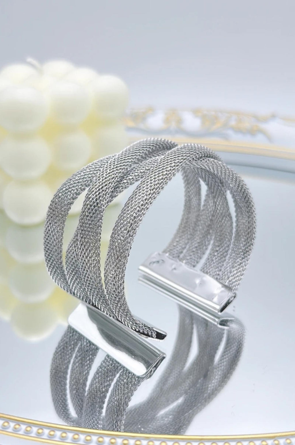 Bracelet maille argenté acier inoxydable