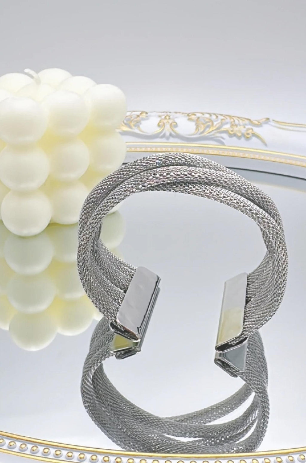 Bracelet maille argenté acier inoxydable - vue 3