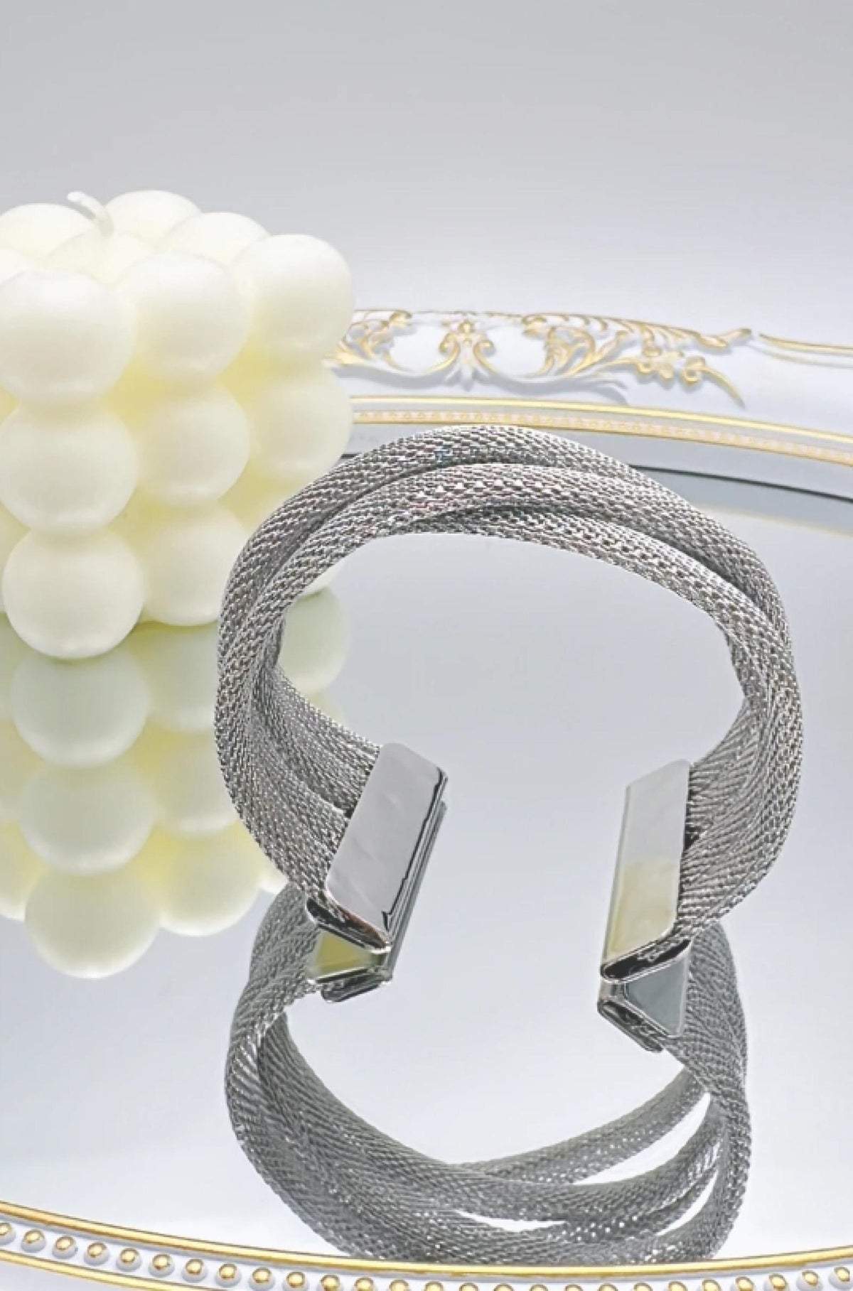 Bracelet maille argenté acier inoxydable - vue 3
