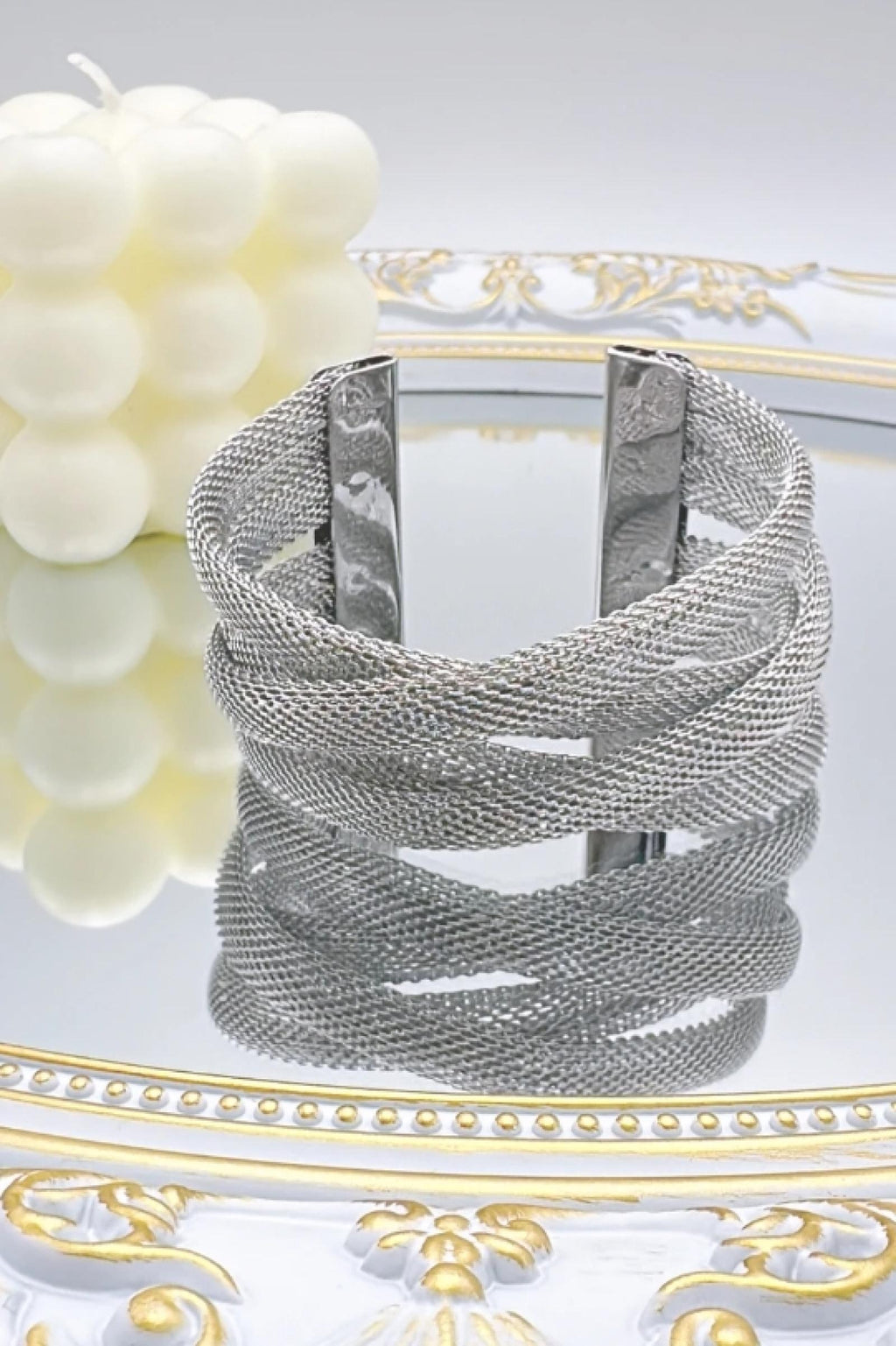 Bracelet maille argenté acier inoxydable - vue 4