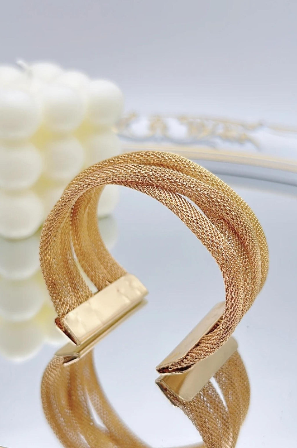 Bracelet maille doré acier inoxydable - vue 2