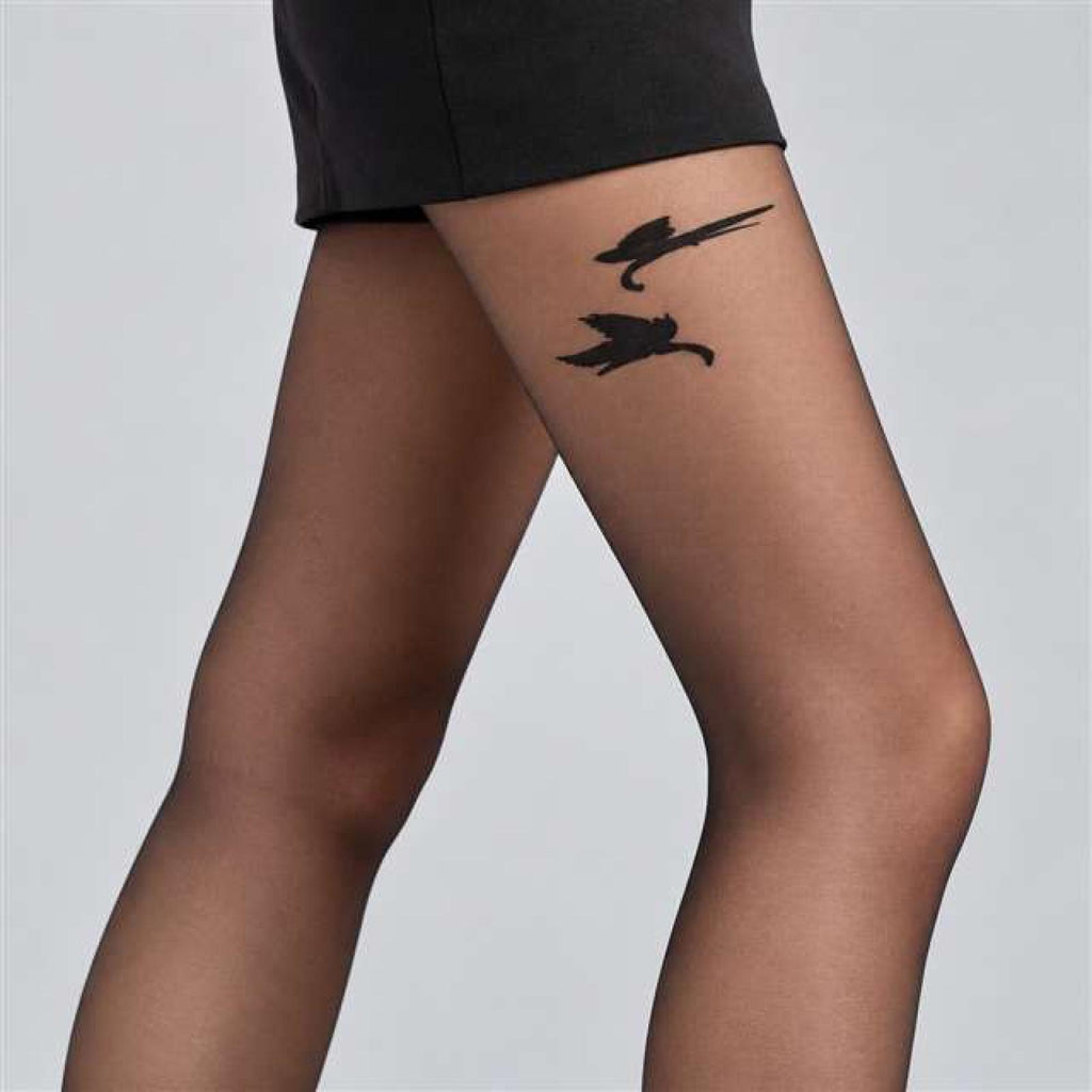 Collant modèle Prague noir motif oiseaux - vue 4