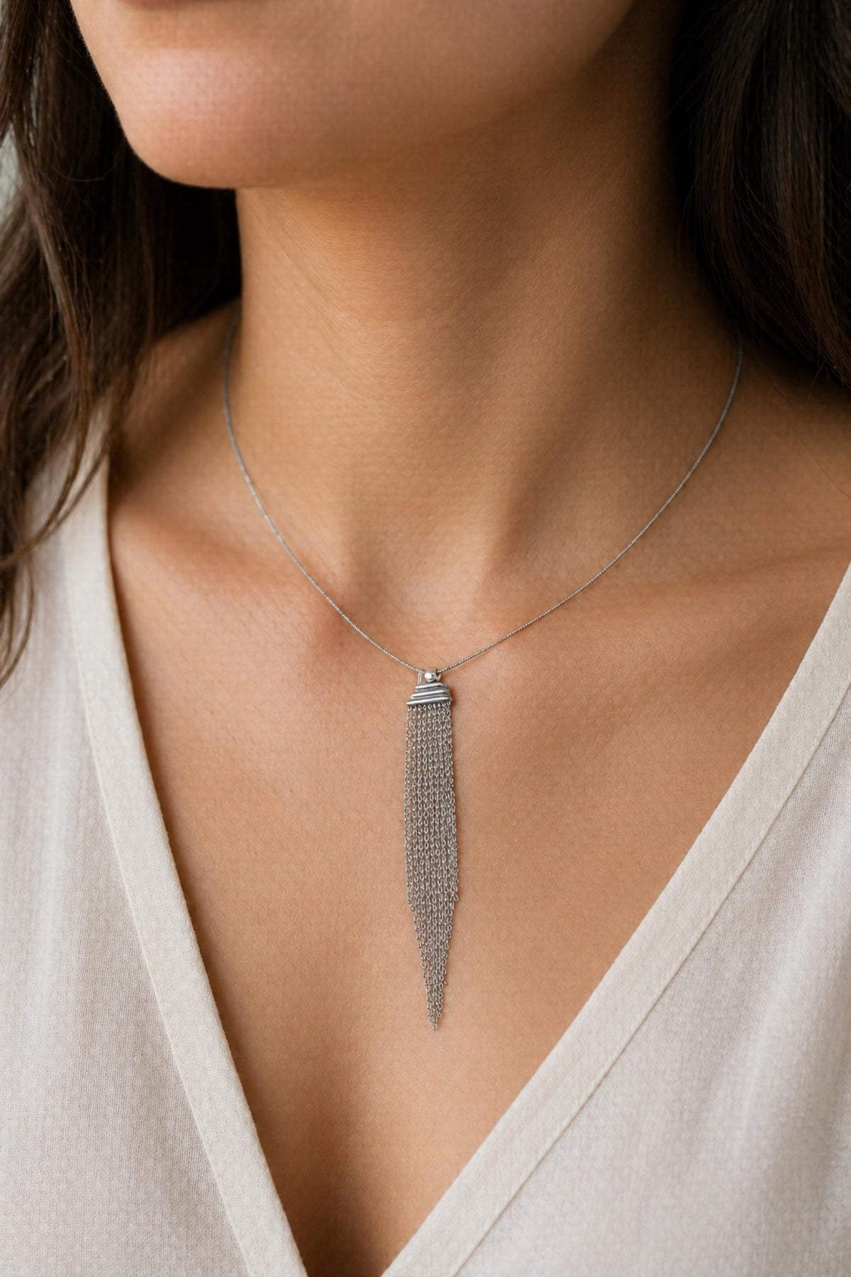 Collier Argenté à Franges (acier inoxydable)