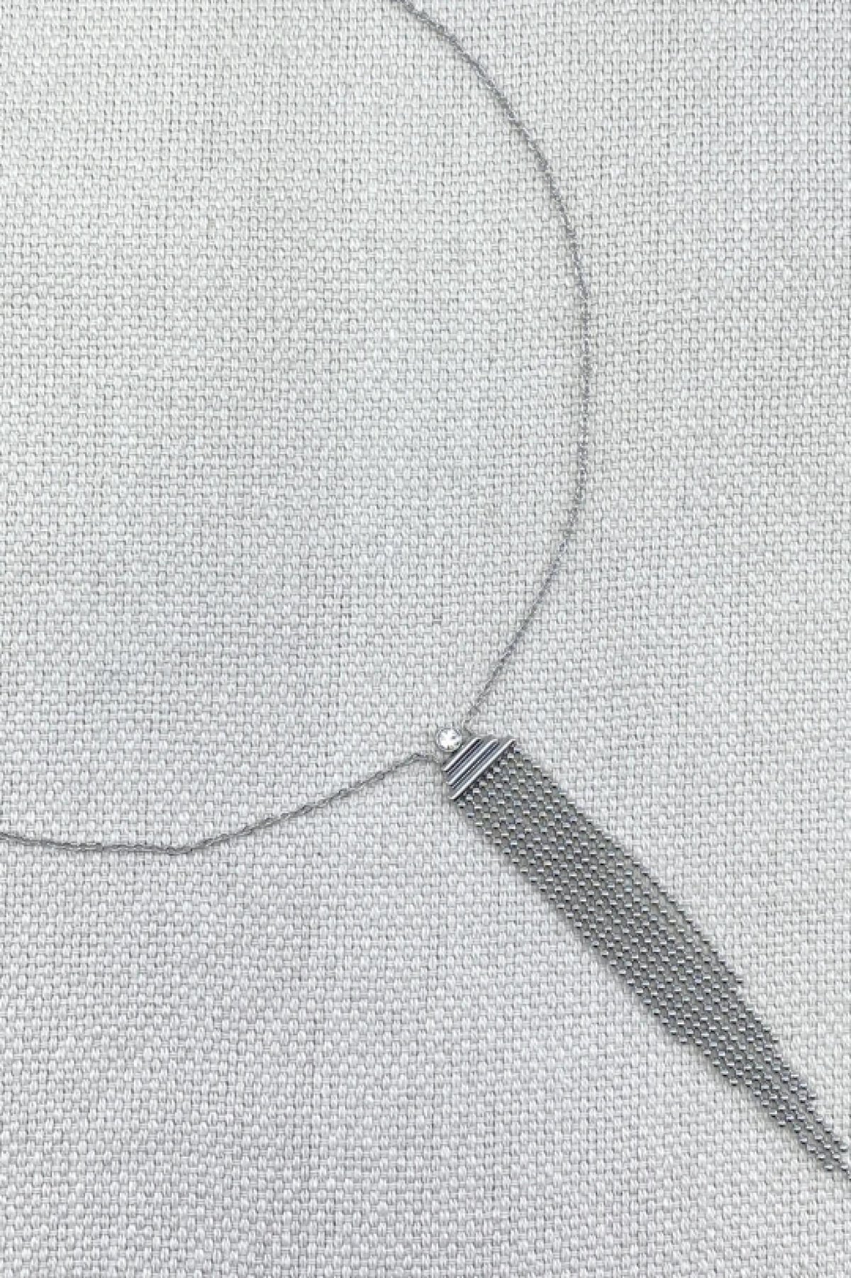 Collier Argenté à Franges (acier inoxydable) - vue 2