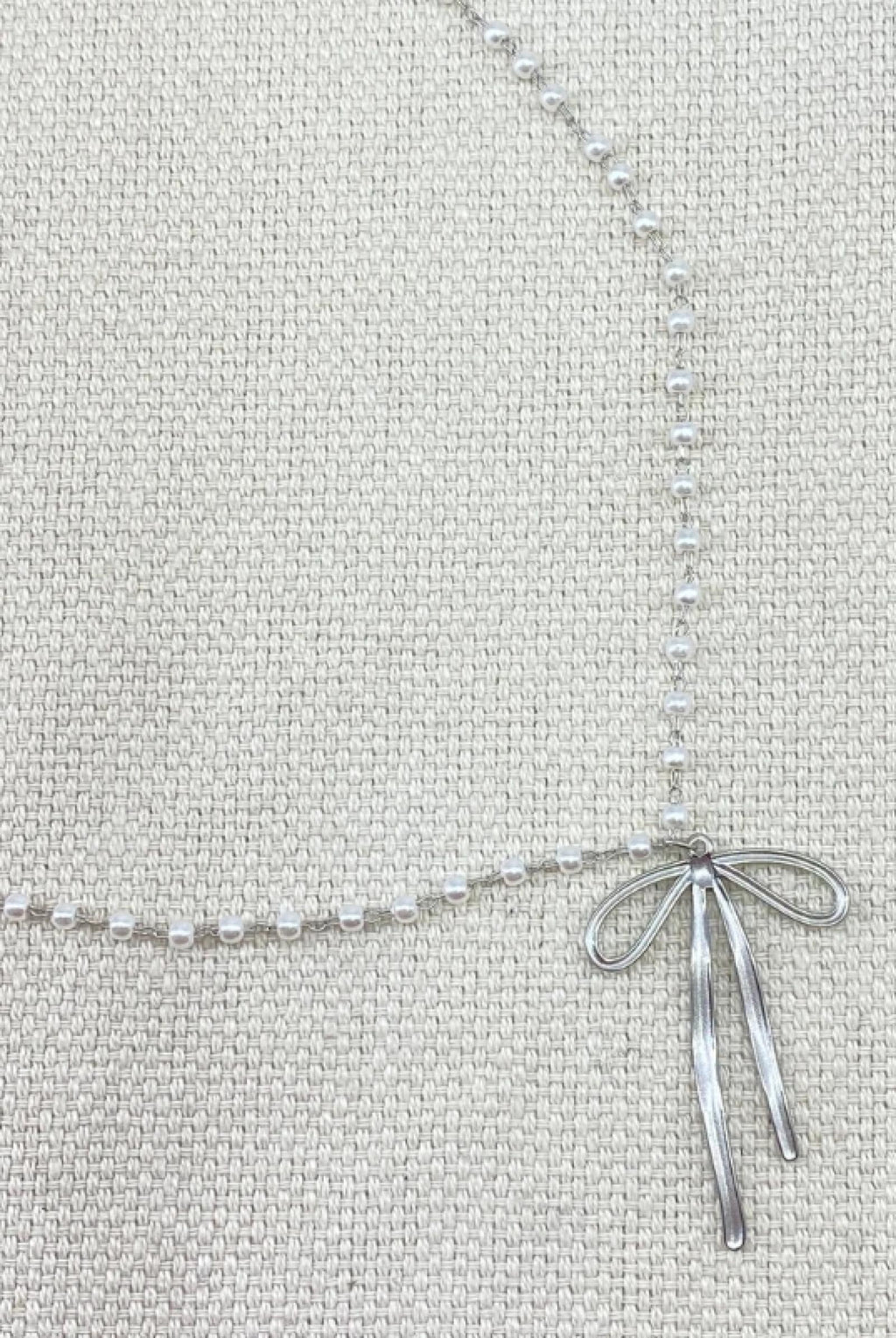 Collier Argenté Perles & Noeud acier inoxydable - vue 2