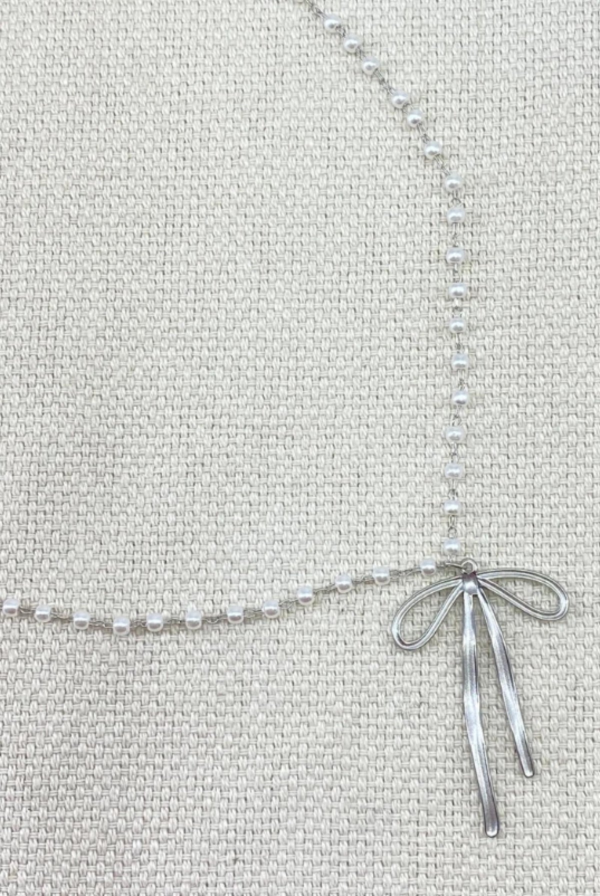 Collier Argenté Perles & Noeud acier inoxydable - vue 2