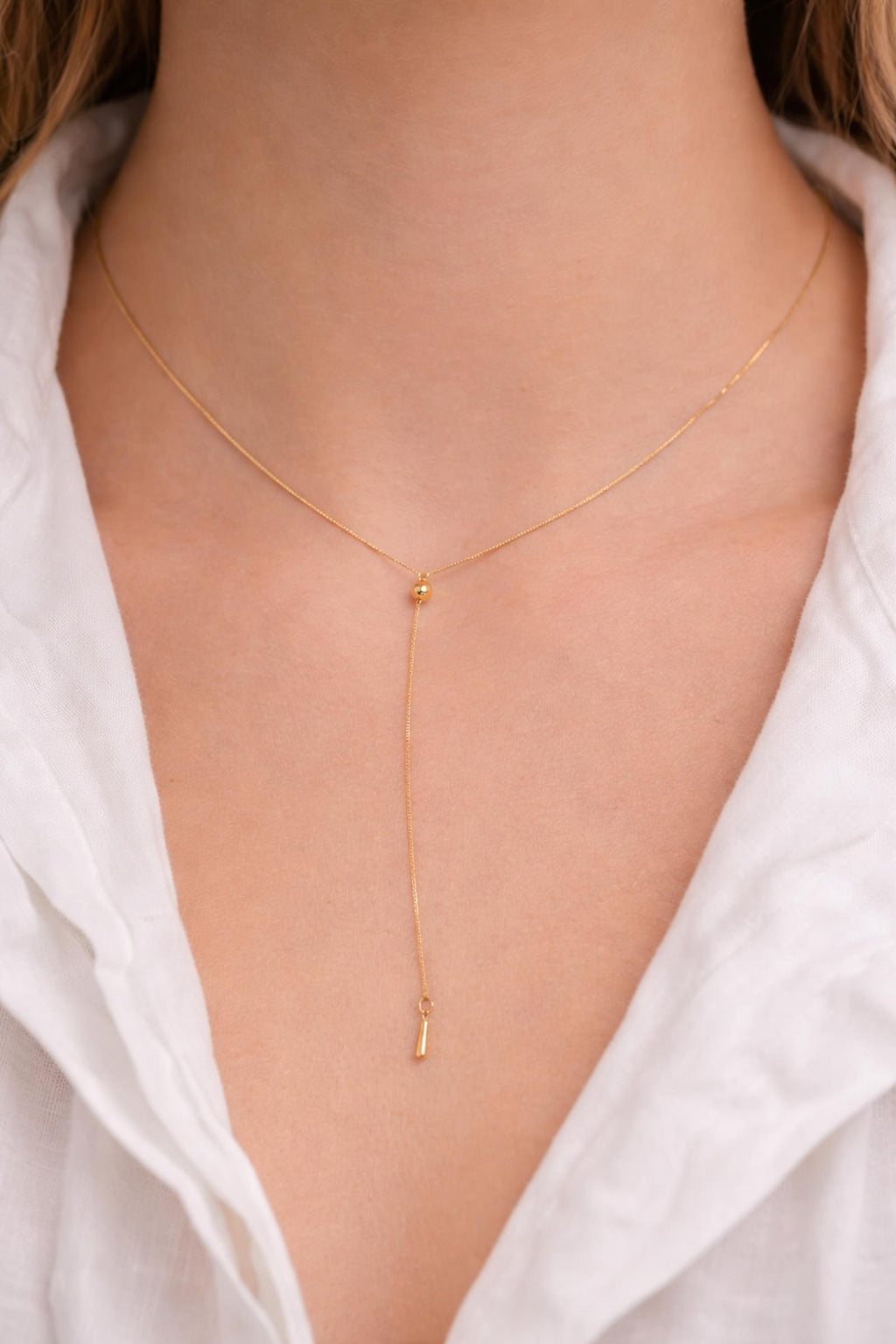 Collier fine chaîne dorée ajustable