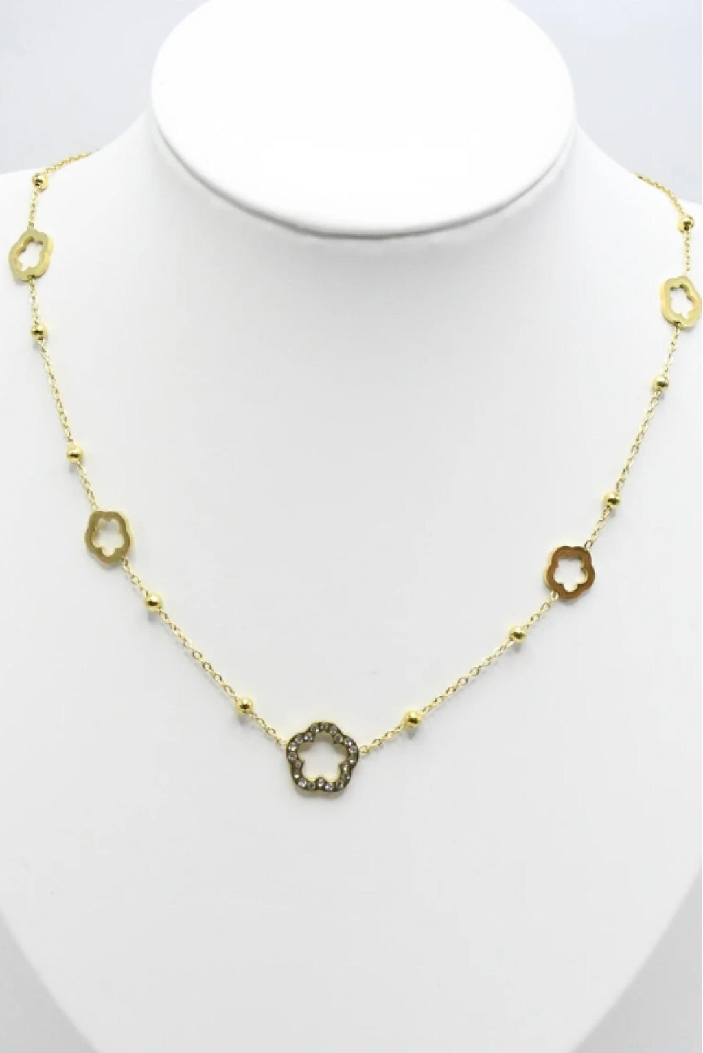 Collier Fleur Dorée acier inoxydable - vue 2