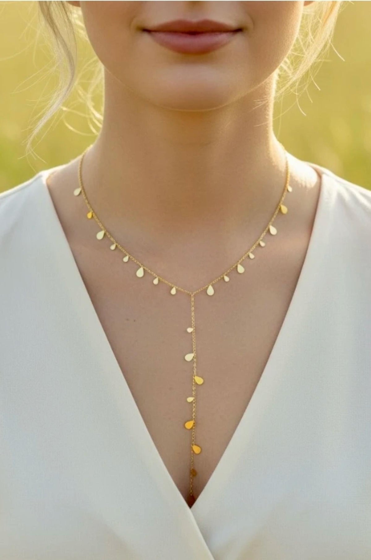 Collier Gouttes Dorées acier inoxydable