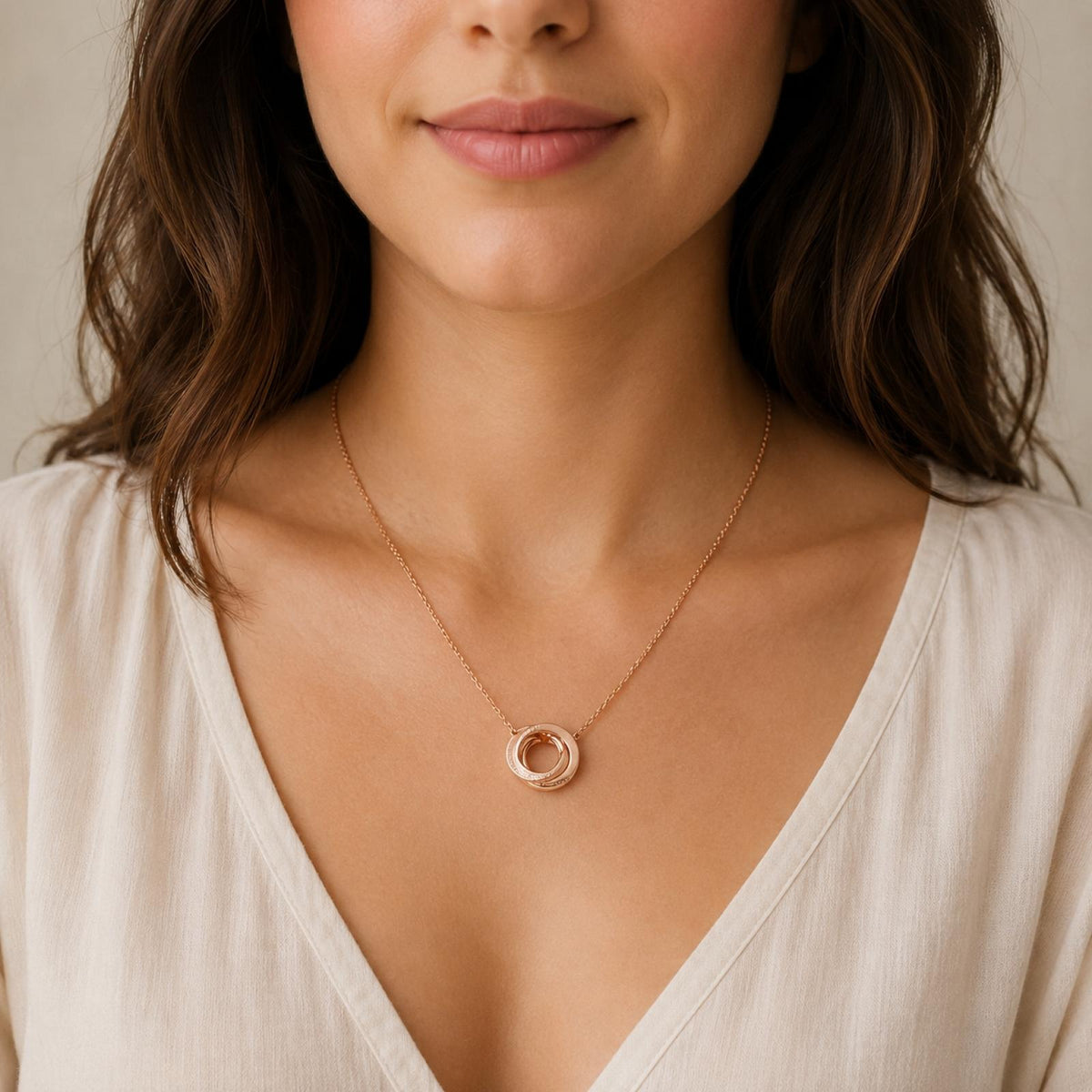 Collier rose gold double anneau