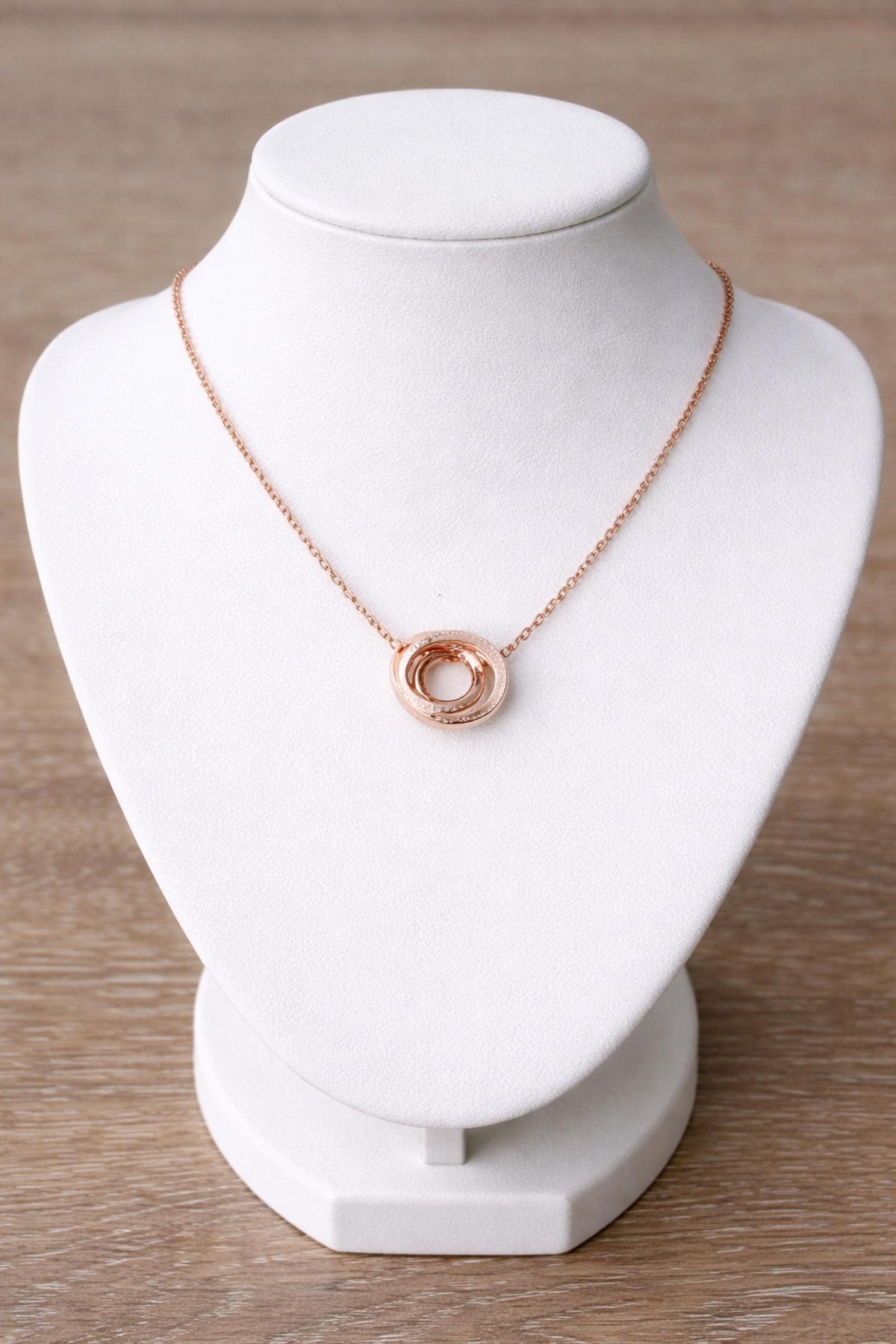 Collier rose gold double anneau - vue 2