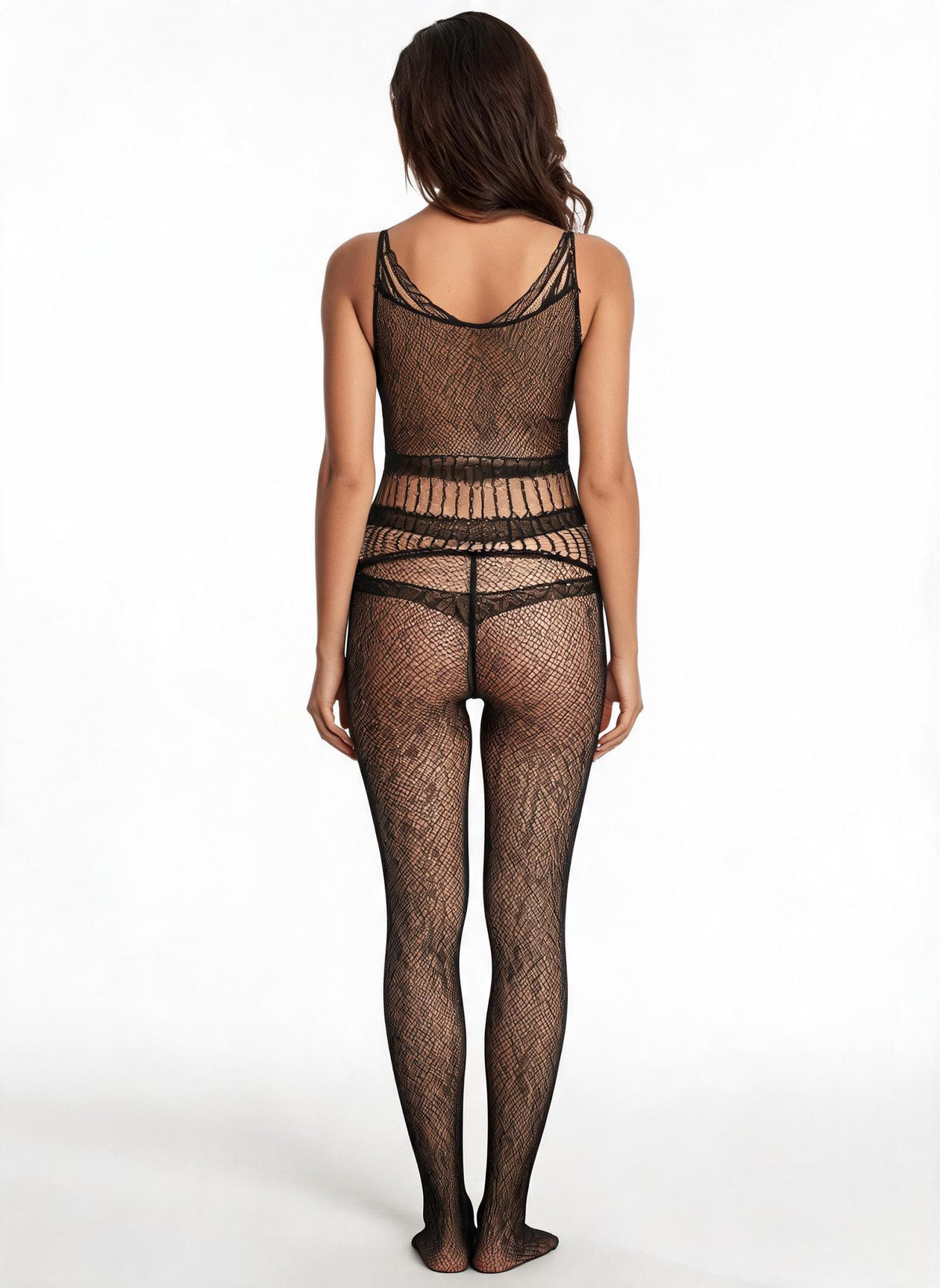 Combinaison lingerie rouge en résille Modèle Maalyan - vue 3