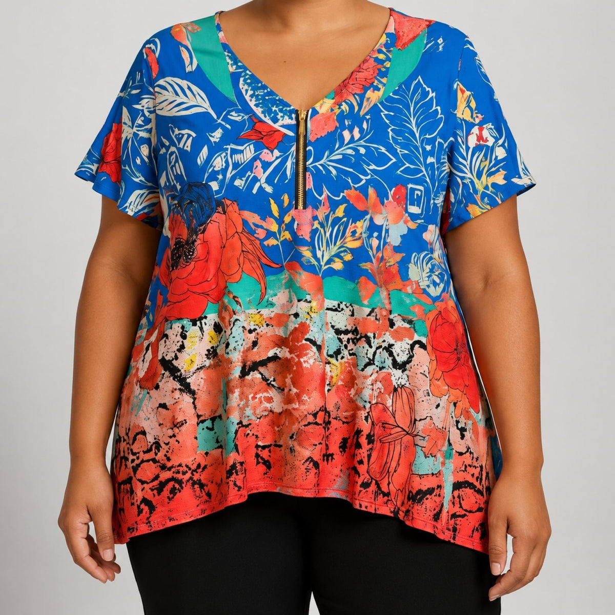 Débardeur femme bleu et orange Modèle Newcastle - vue 2