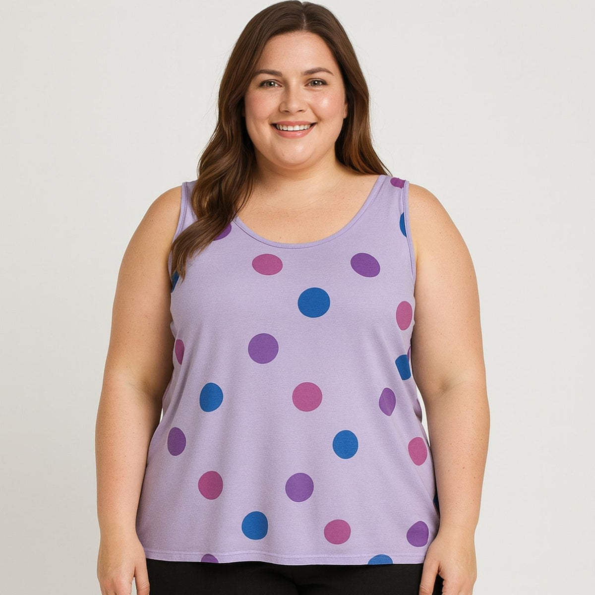 Débardeur femme lilas à pois Modèle Elina