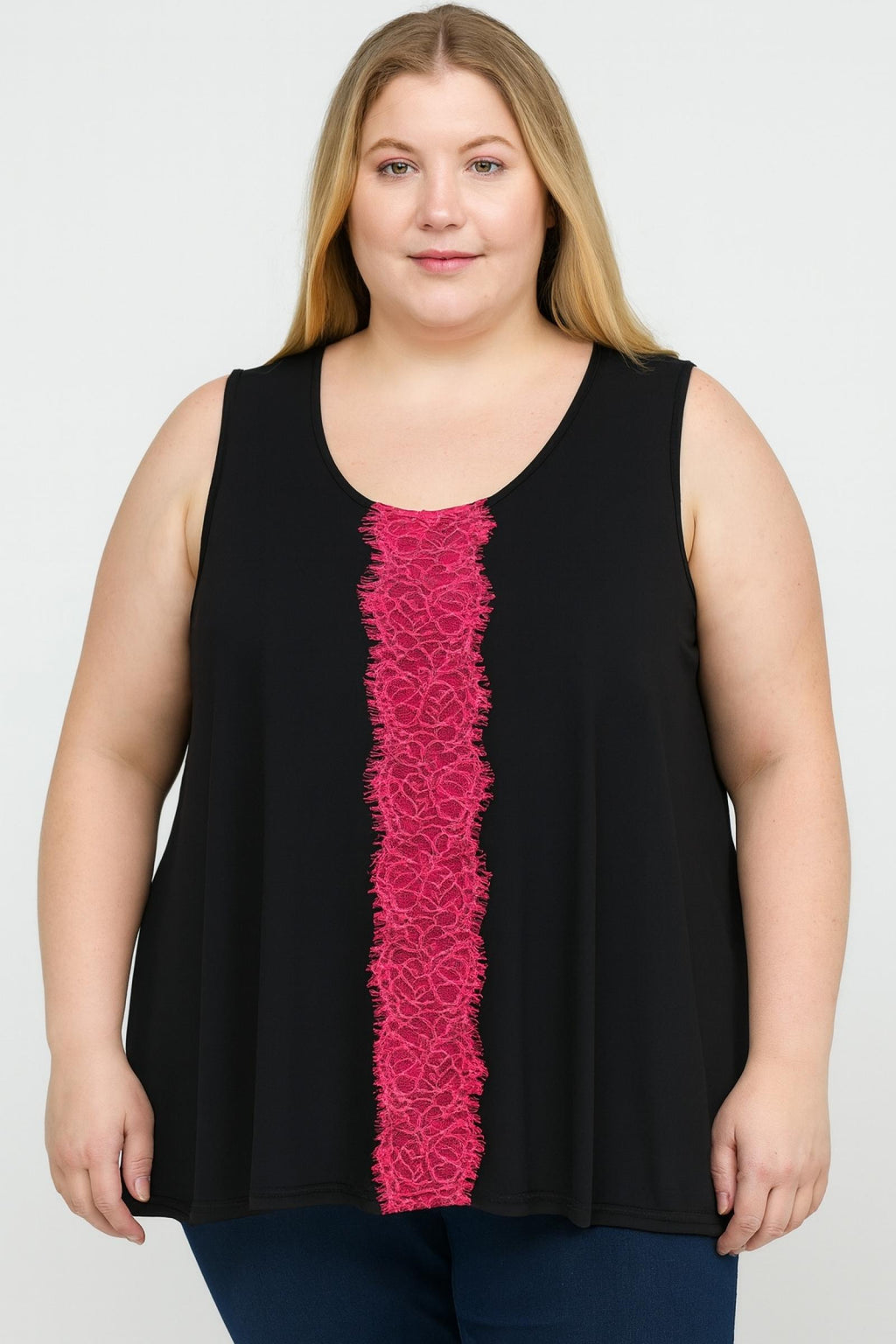 Débardeur femme noir dentelle rose Modèle Ébène - Santa Mode