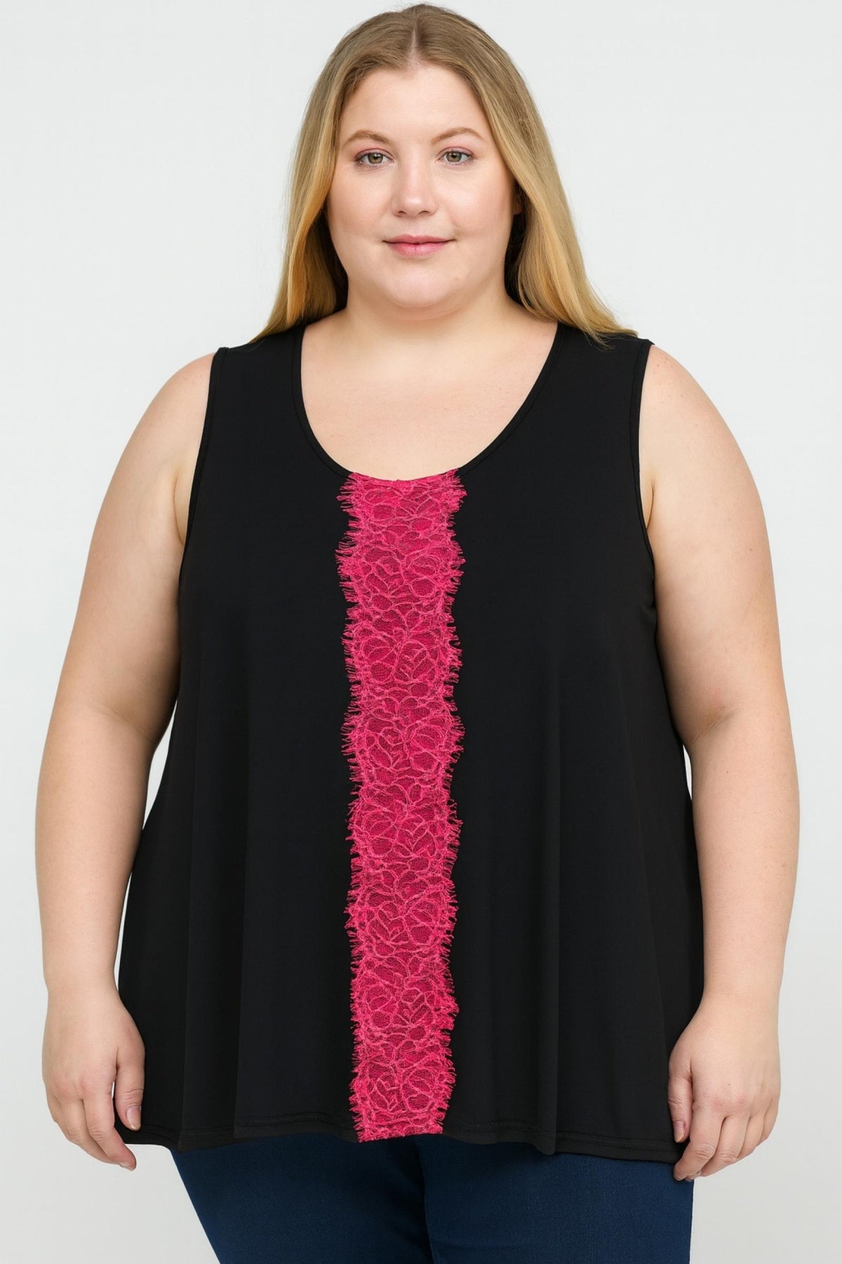 Débardeur femme noir dentelle rose Modèle Ébène - Santa Mode