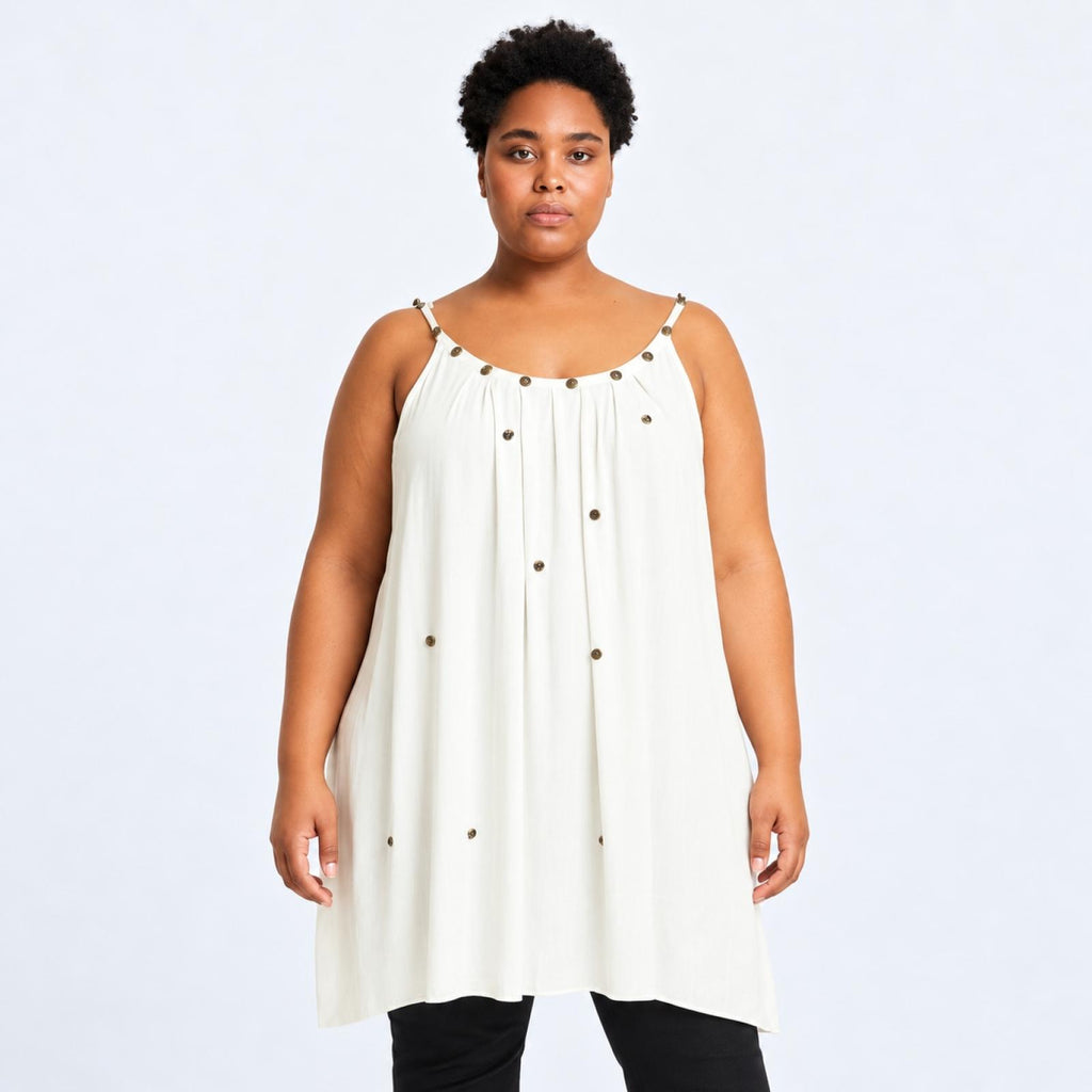 Débardeur grandes tailles blanc Modèle Séraphine
