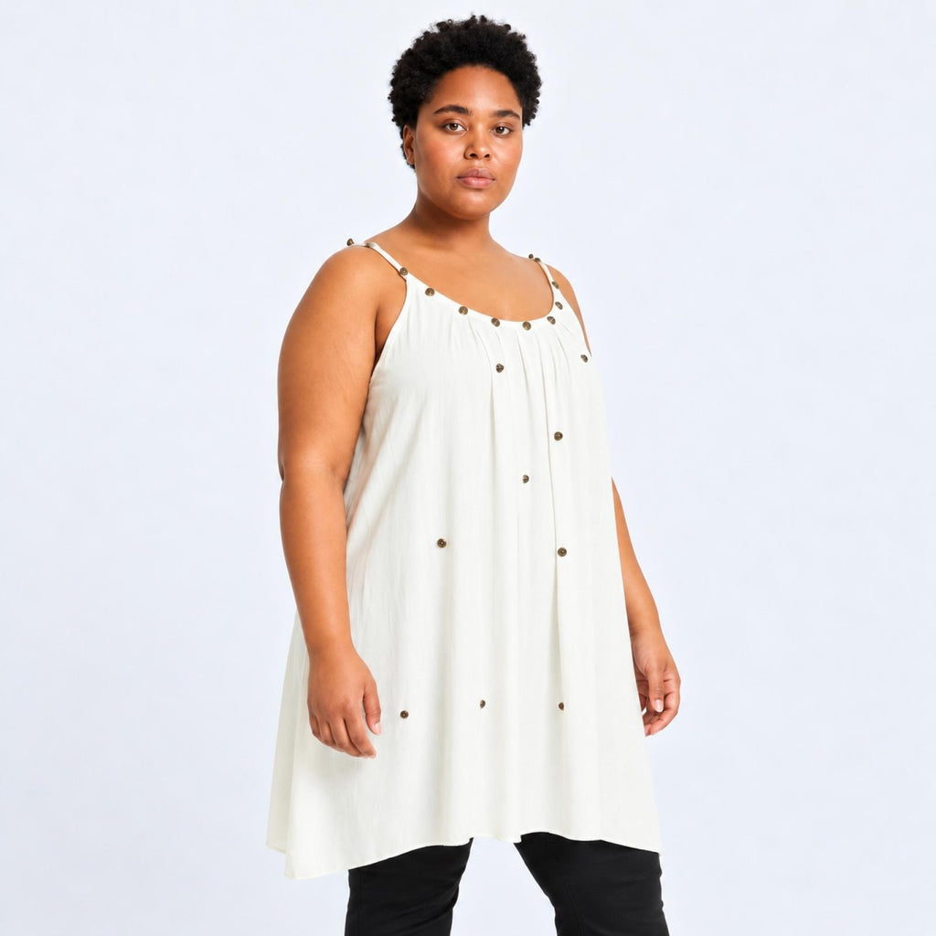 Débardeur grandes tailles blanc Modèle Séraphine - vue 3