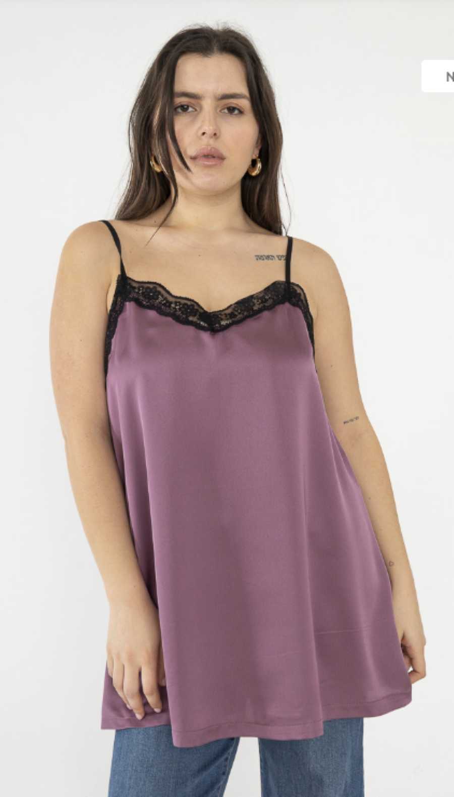 Débardeur grandes tailles effet satin lilas Modèle Aveira - Santa Mode