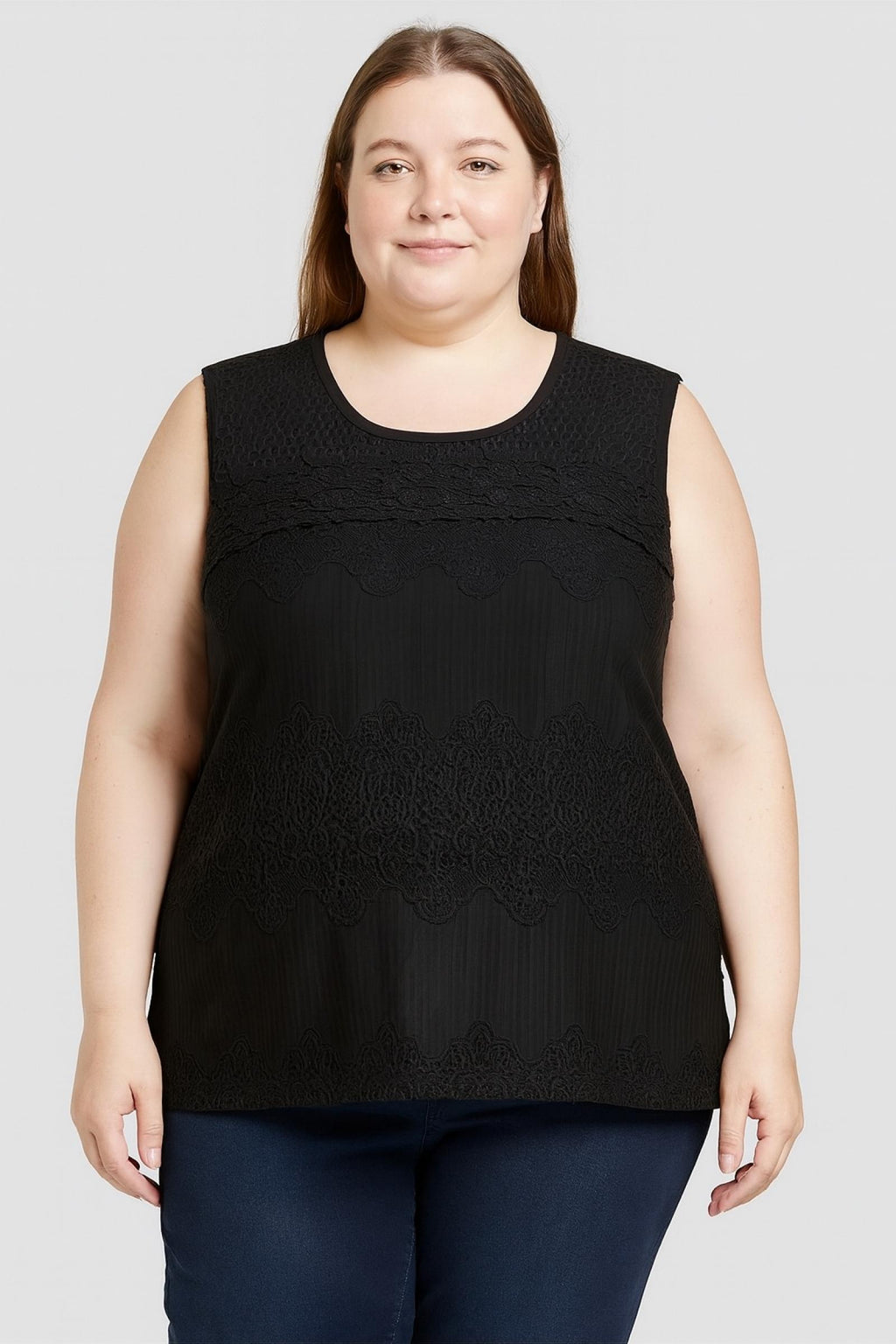 Débardeur noir texturé à broderies Modèle Selma