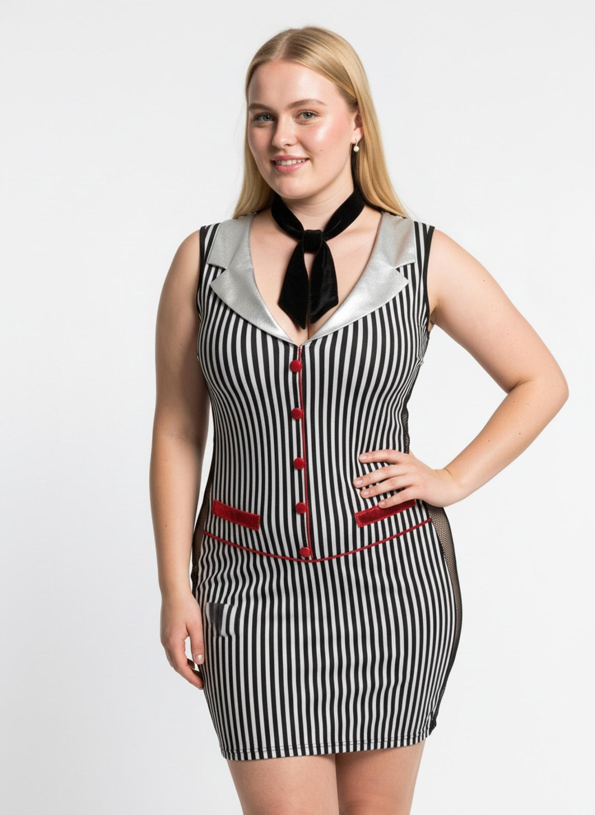 Déguisement sexy rayé noir et blanc Modèle Mandy - vue 2