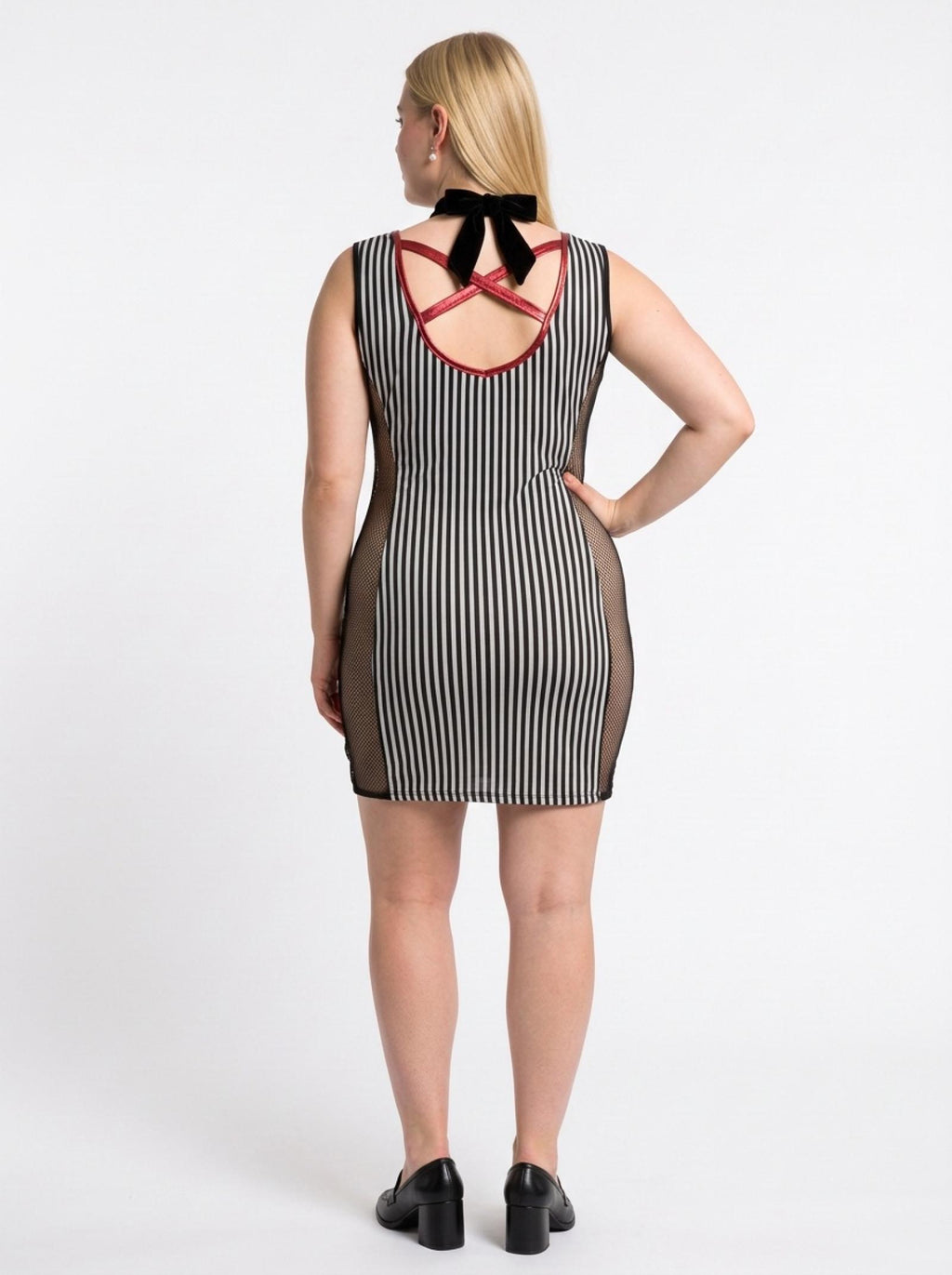 Déguisement sexy rayé noir et blanc Modèle Mandy - vue 3