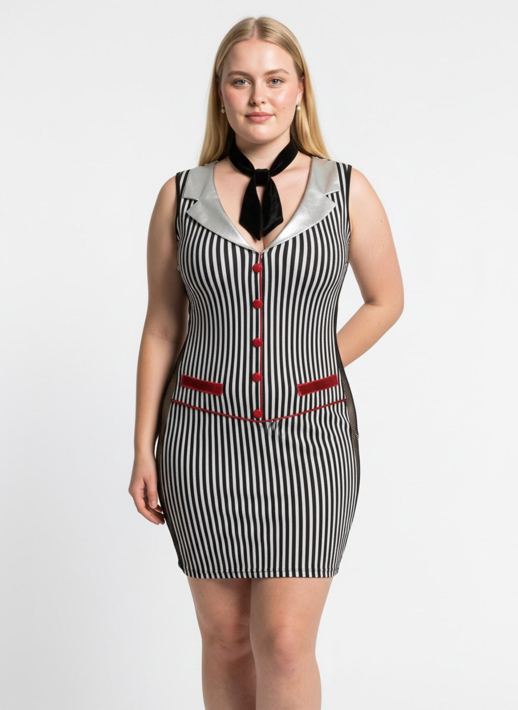 Déguisement sexy rayé noir et blanc Modèle Mandy - vue 4