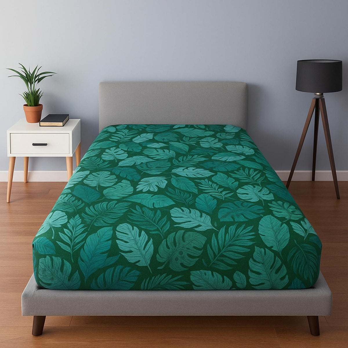 Drap housse Clémence Bleu turquoise à motif coloré 90x190cm
