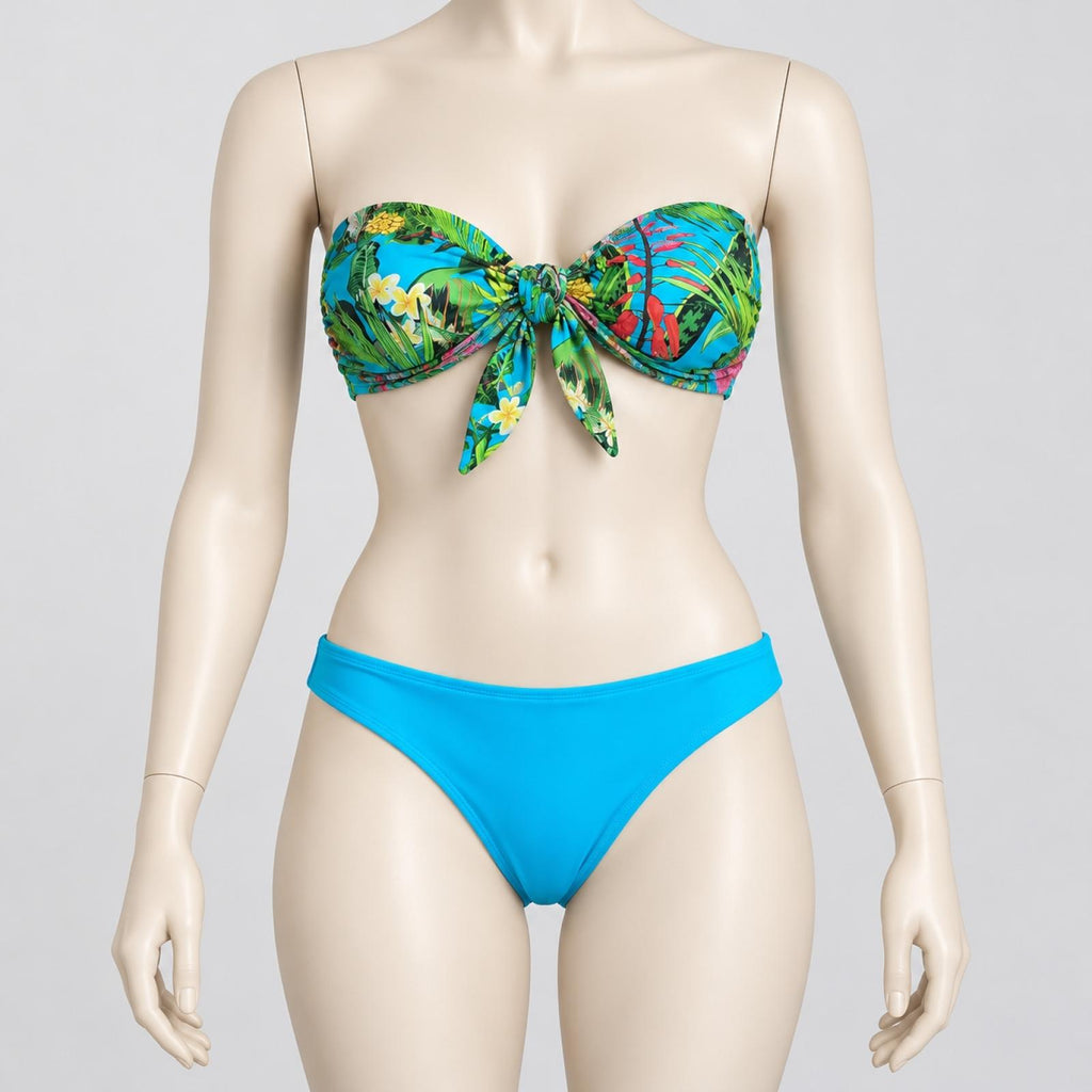 Ensemble 3 pièces bikini et pantalon transparent bleu Modèle Mai-Li - vue 13