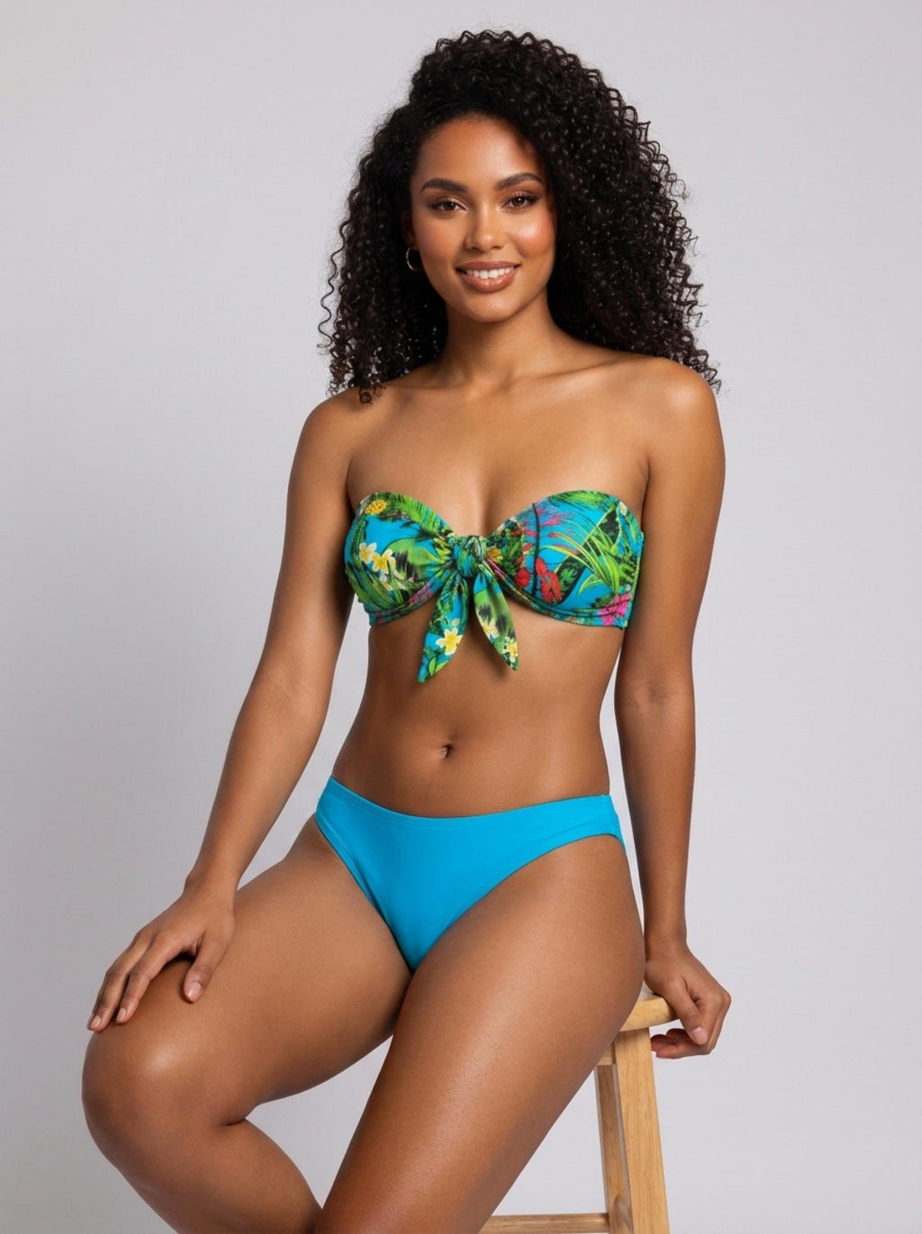 Ensemble 3 pièces bikini et pantalon transparent bleu Modèle Mai-Li - vue 6