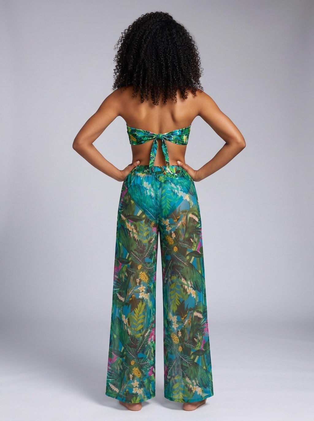 Ensemble 3 pièces bikini et pantalon transparent bleu Modèle Mai-Li - vue 7