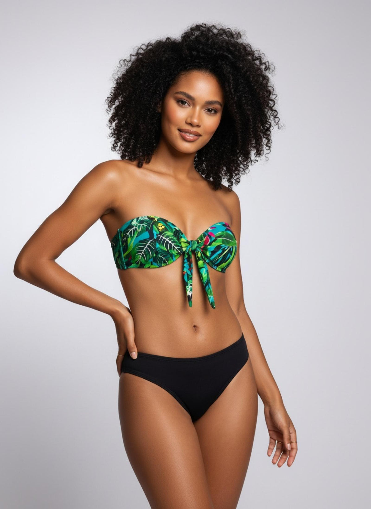 Ensemble 3 pièces bikini et pantalon transparent noir Modèle Mai-Li