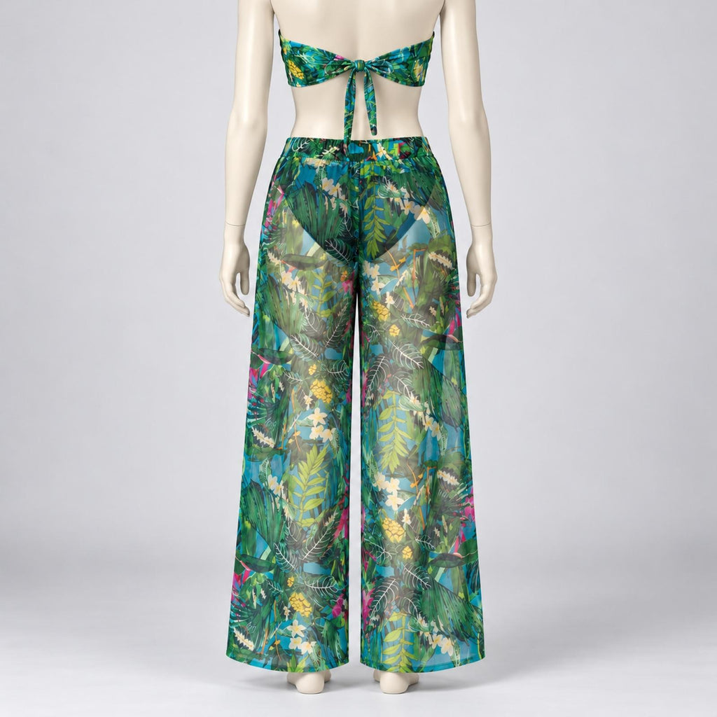 Ensemble 3 pièces bikini et pantalon transparent noir Modèle Mai-Li - vue 10
