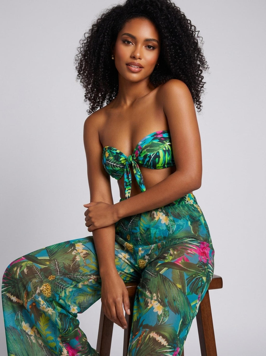 Ensemble 3 pièces bikini et pantalon transparent noir Modèle Mai-Li - vue 14