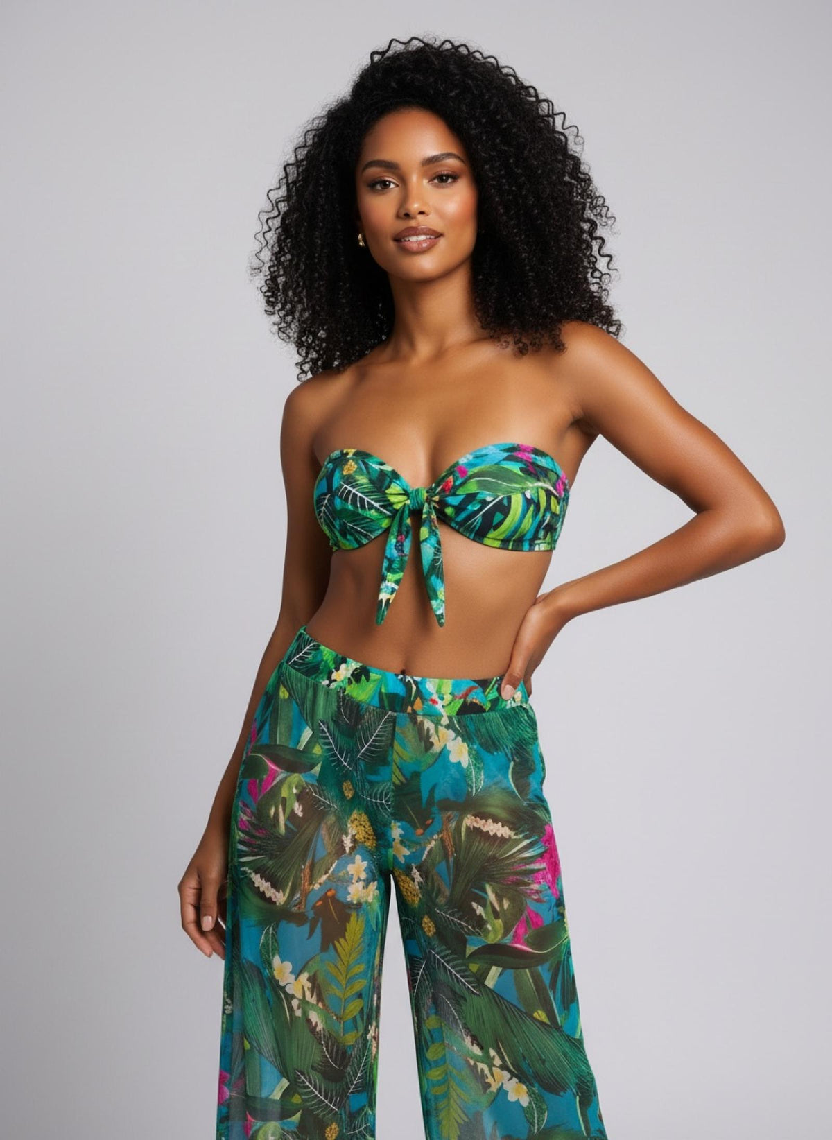 Ensemble 3 pièces bikini et pantalon transparent noir Modèle Mai-Li - vue 4