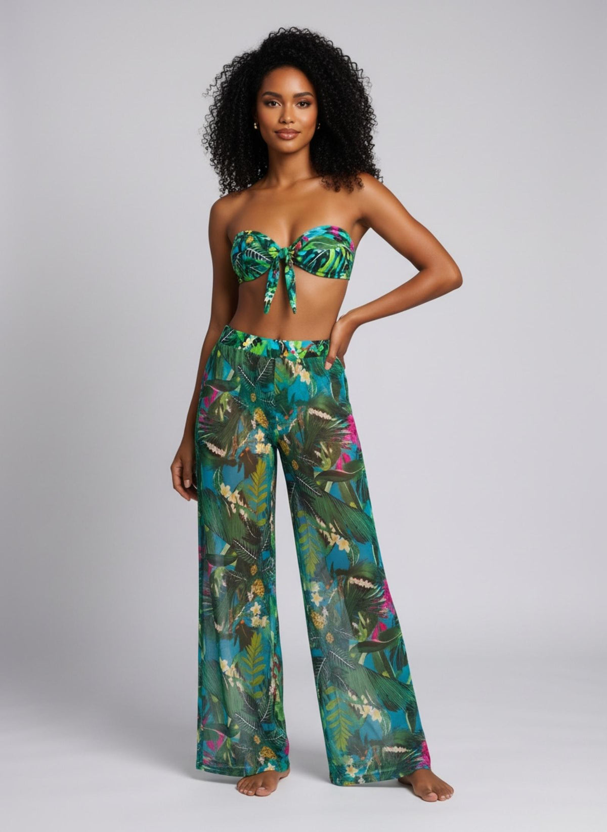 Ensemble 3 pièces bikini et pantalon transparent noir Modèle Mai-Li - vue 6