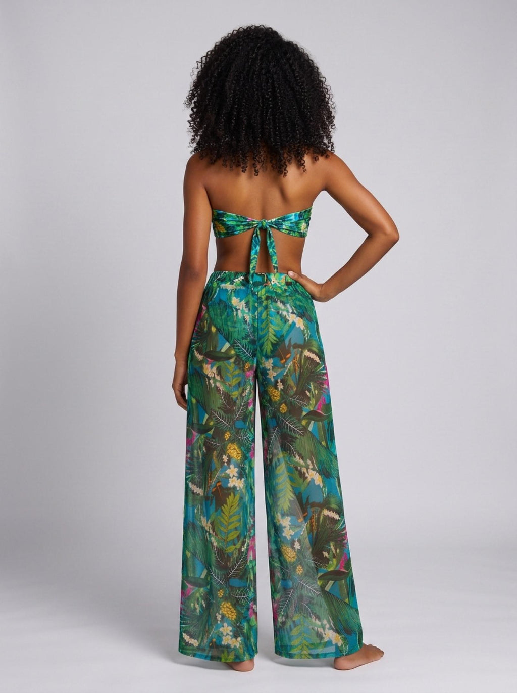 Ensemble 3 pièces bikini et pantalon transparent noir Modèle Mai-Li - vue 8