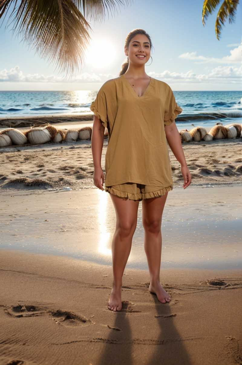 Ensemble de plage grandes tailles taupe Modèle Marina - vue 2
