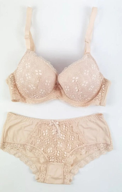 Ensemble lingerie Soutien-gorge/culottebeige Charme Délicat