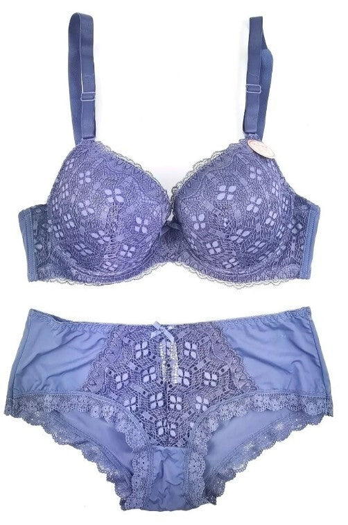 Ensemble lingerie Soutien-gorge/culottegris Charme Délicat