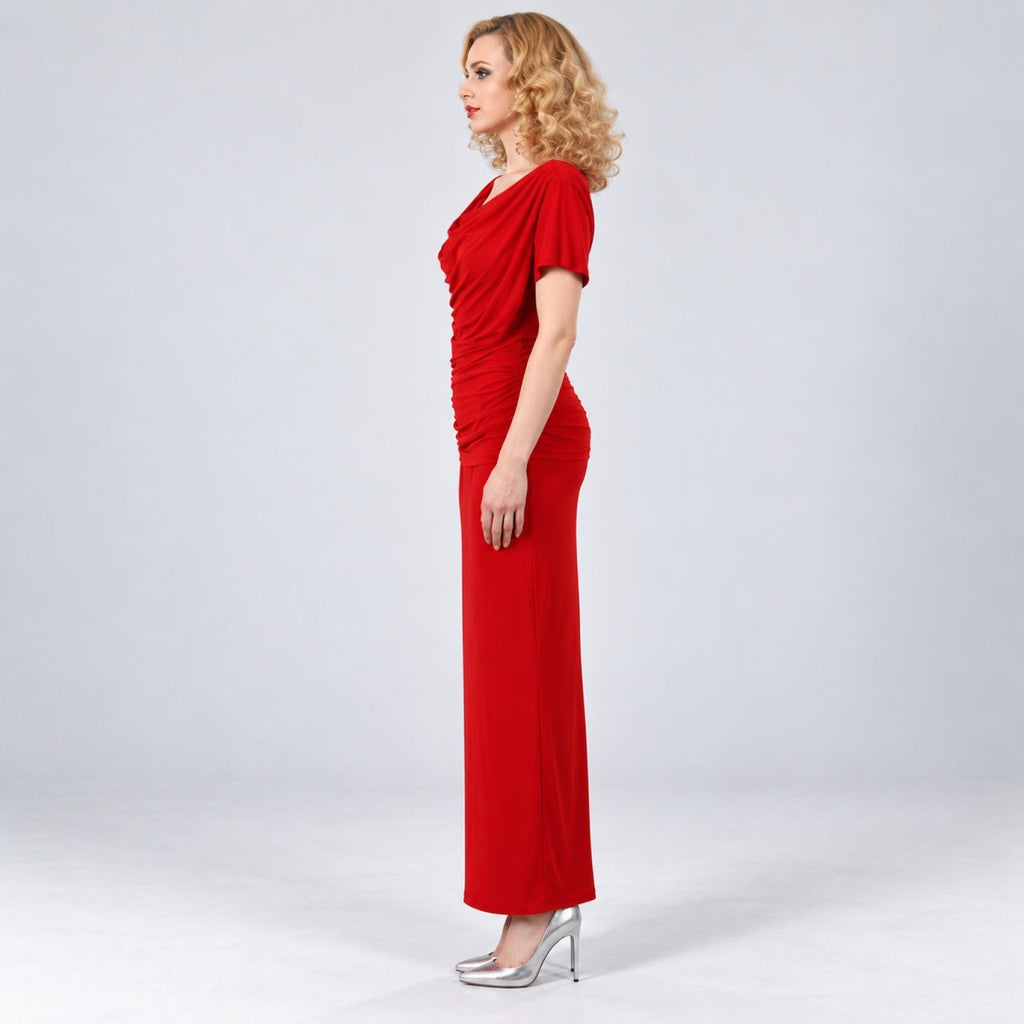 Ensemble modèle Liora rouge drapé et fendu - vue 7