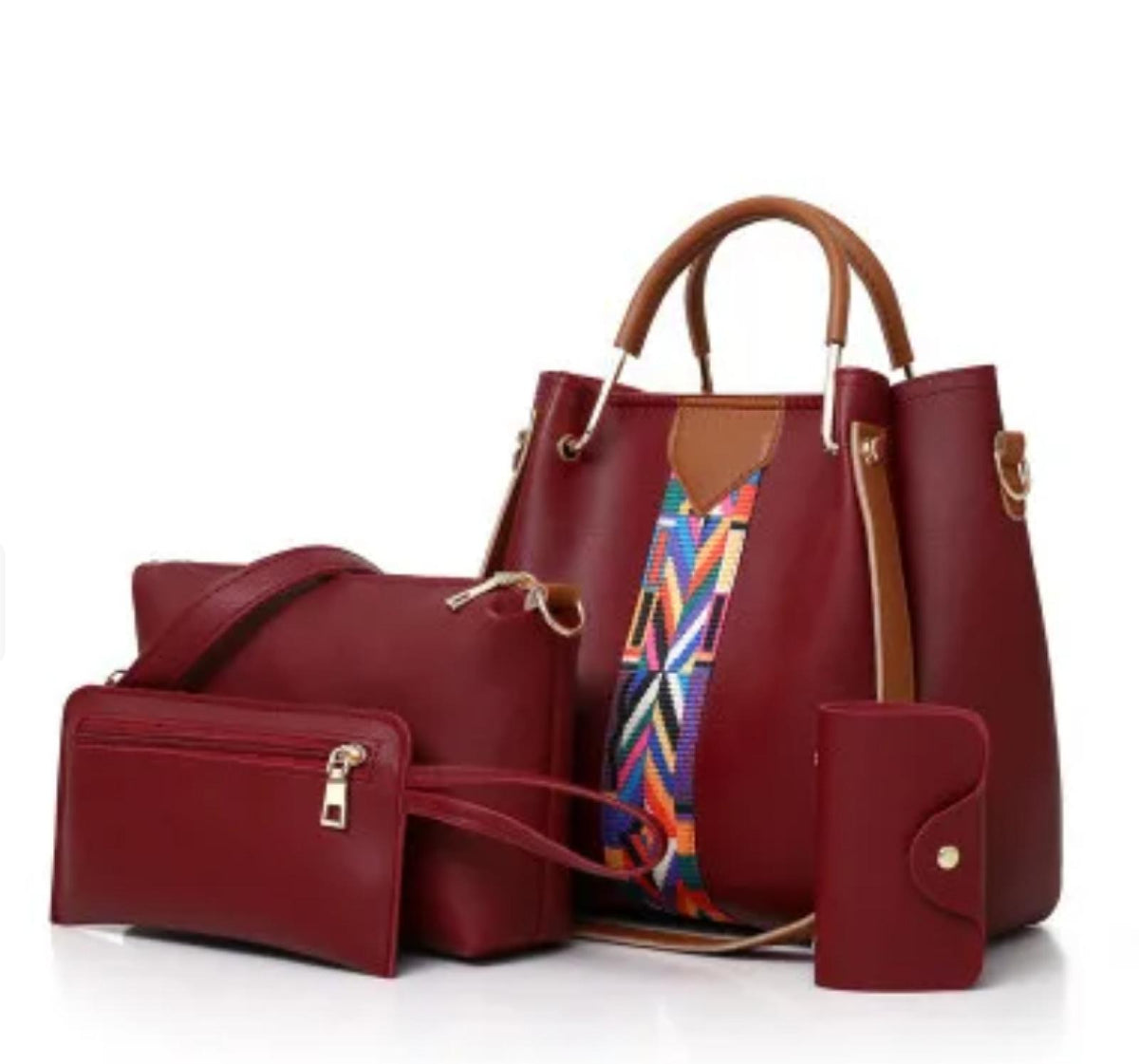 Ensemble Sac et accessoires bordeaux