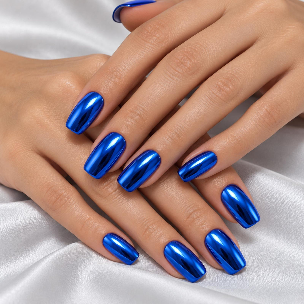 Faux ongles bleus Chromé - vue 3