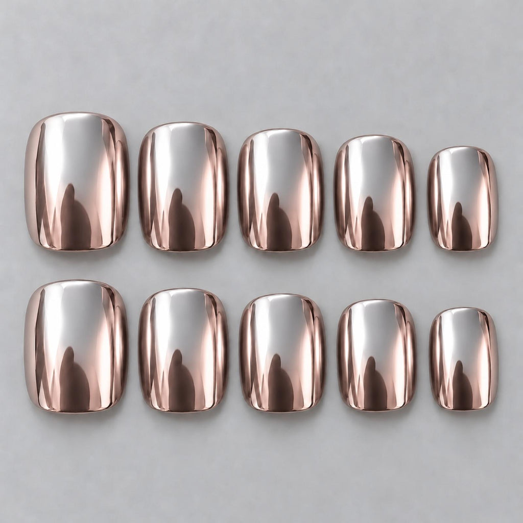 Faux ongles gris argenté Chromé - vue 4
