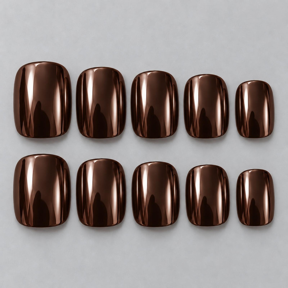 Faux ongles marron chocolat Chromé - vue 4