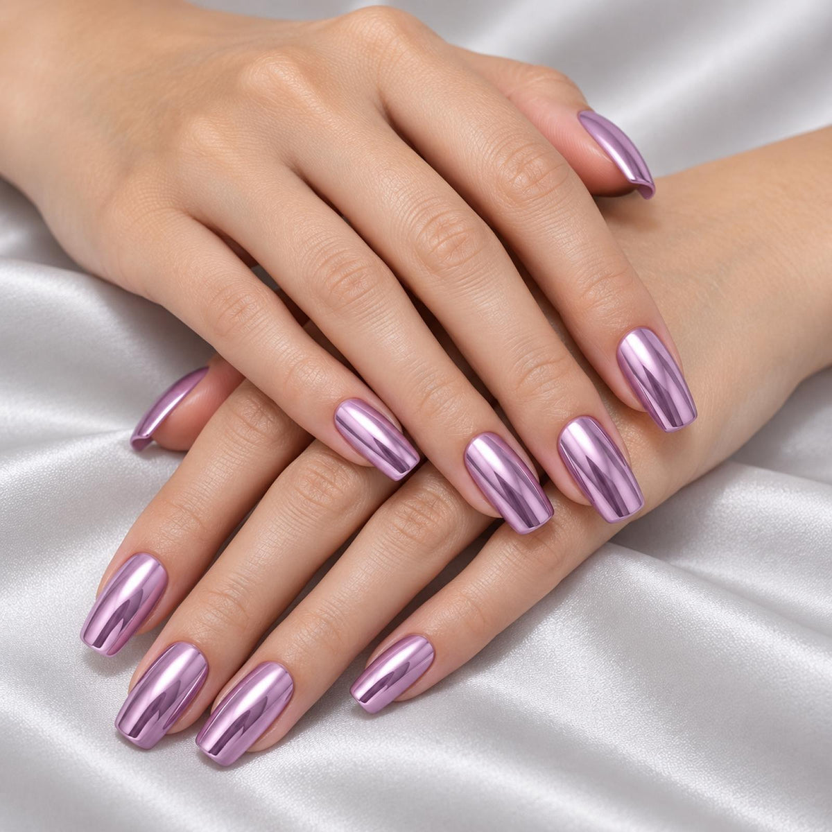 Faux ongles mauves Chromé - vue 2