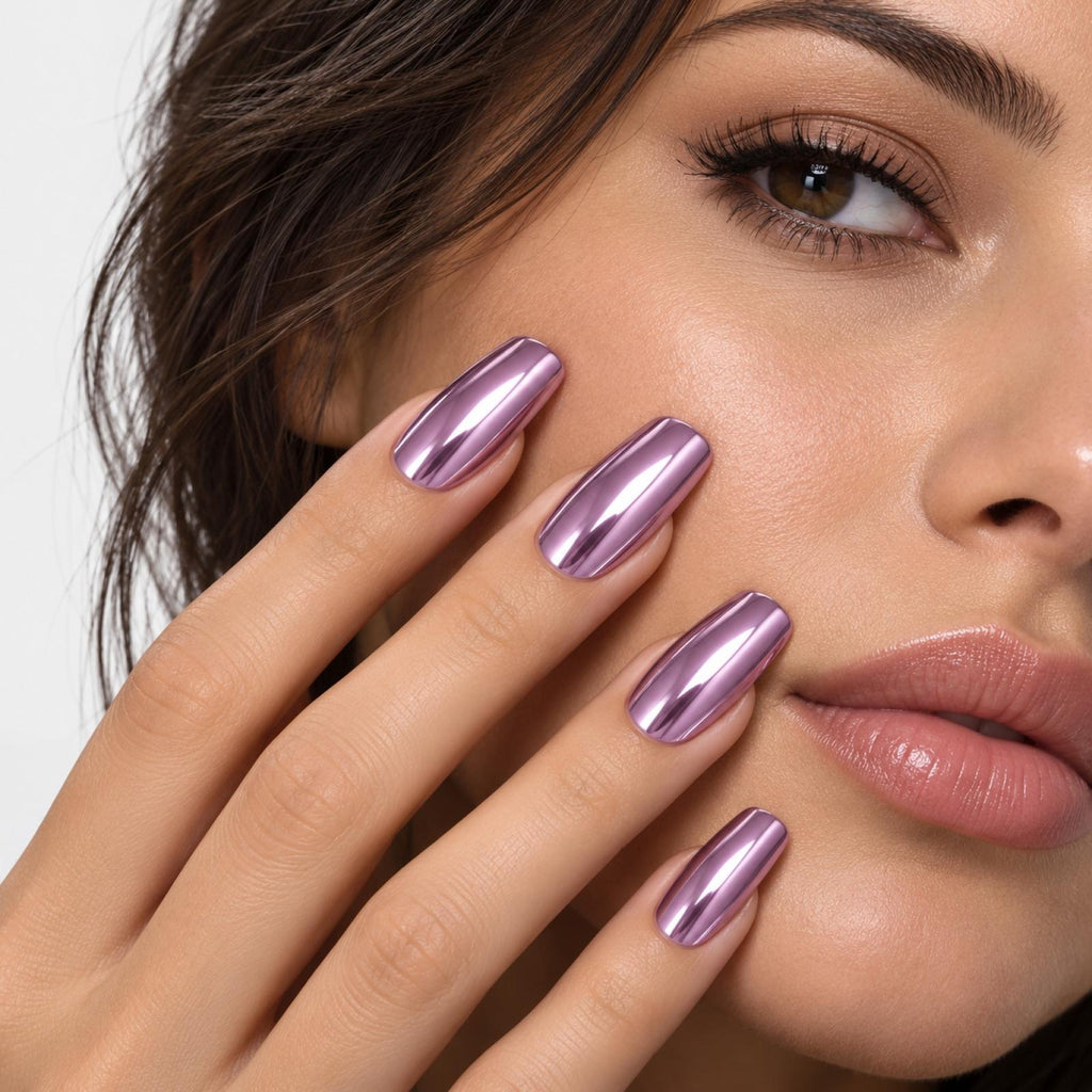 Faux ongles mauves Chromé - vue 3