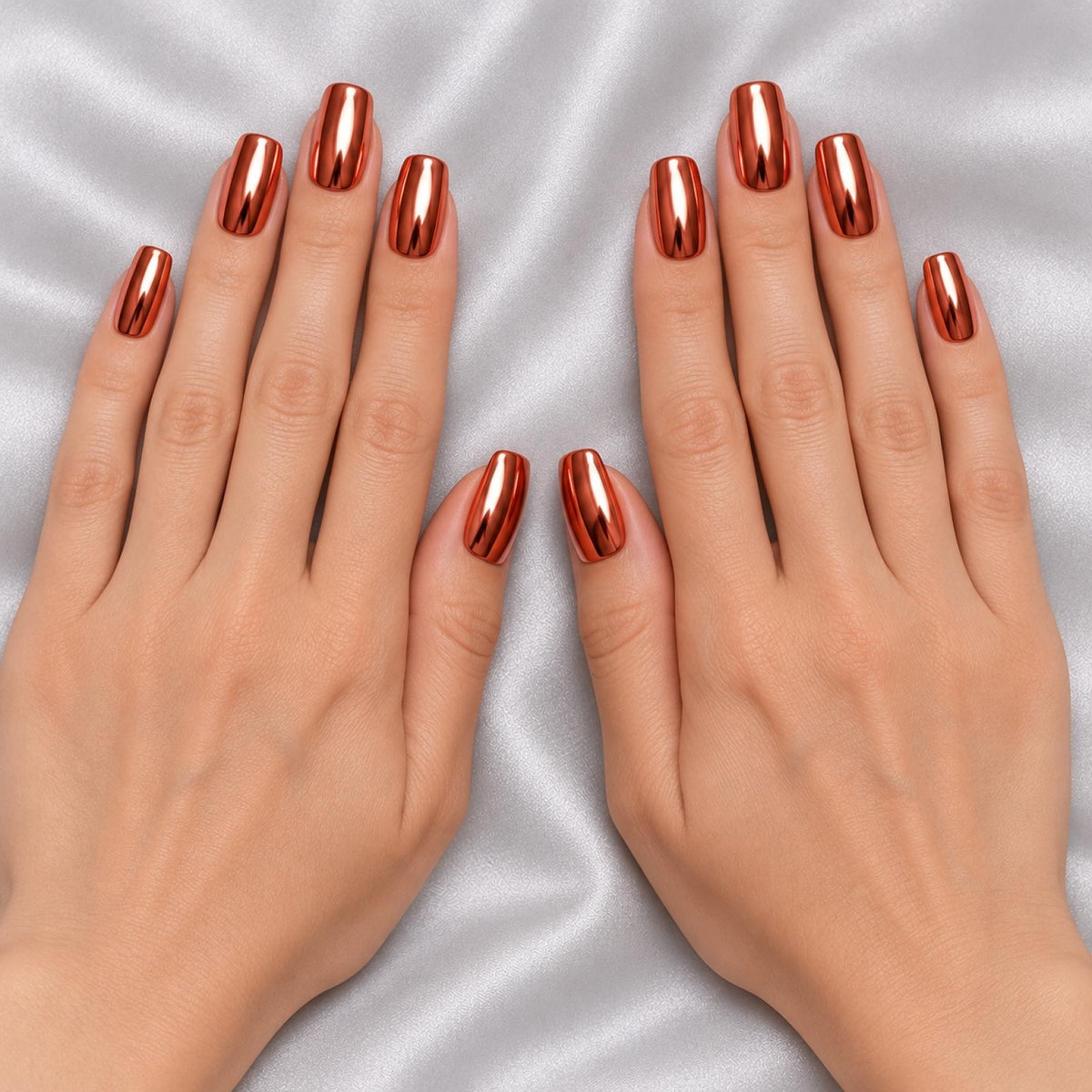 Faux ongles orange chromé - vue 2