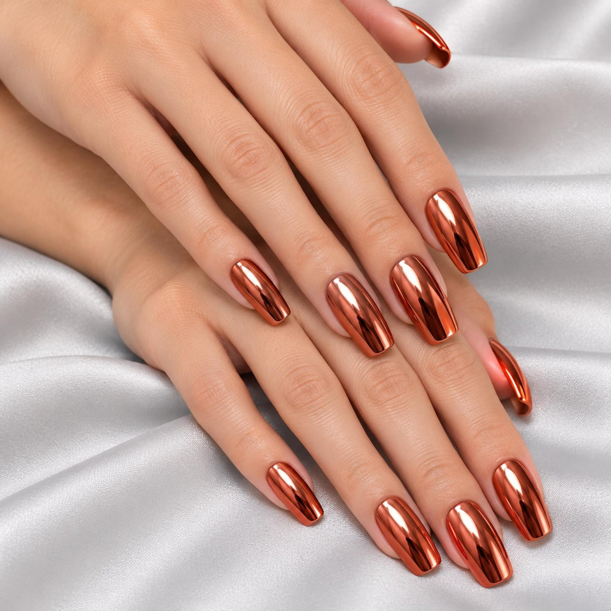 Faux ongles orange chromé - vue 3