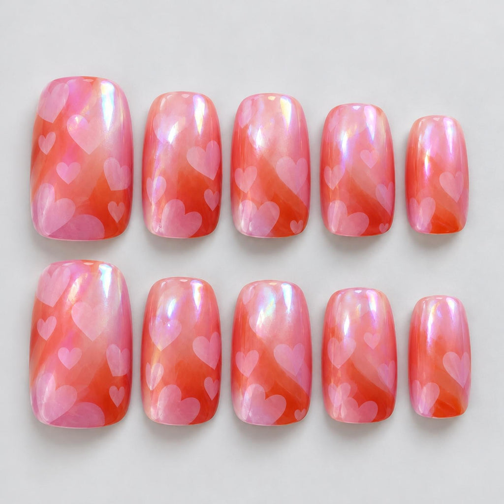 Faux ongles roses à fleurs ton sur ton - vue 2
